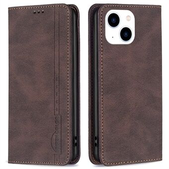 BINFEN COLOR BF Leather Case Series-5 for iPhone 14 6,1 tommer, 08 Style RFID Blocking Leather Case Magnetisk Stand lommebokstativ beskyttende deksel