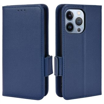 For iPhone 14 6,1 tommers støtsikker magnetisk Litchi Texture Flip Case Stand Lommebok stil telefonbeskytter