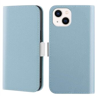 For iPhone 14 6,1 tommer Litchi Texture Full Body Protection Candy Color Lær Magnetisk Stand Cover Case med lommebok