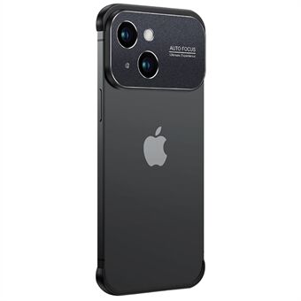 For iPhone 14 Rammeløs telefonveske i aluminiumslegering Lensramme Lens TPU bakdeksel
