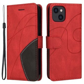 KT Leather Series-1 for iPhone 14 6,1 tommers tofarge skjøting PU-skinn telefonstativ-deksel Stand Flip lommebokdeksel