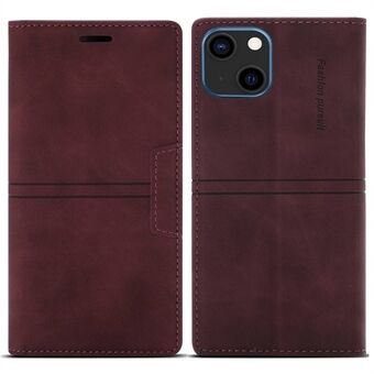 For iPhone 14 6,1 tommers PU-skinn Slitasjebestandig anti-fall lommebok-stil magnetisk autoabsorbert telefonskall med Stand