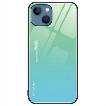 Gradient Color Design-deksel for iPhone 14 6,1 tommer, herdet glass + PC + TPU Godt beskyttet anti-slitasje mobiltelefonskall