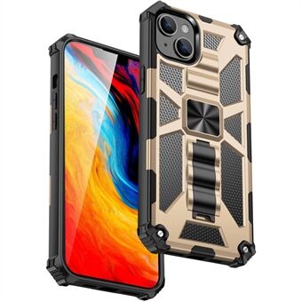 For iPhone 14 6,1-tommers støtsikker TPU+PC-deksel Hybrid Impact Military Protective Cover med Kickstand