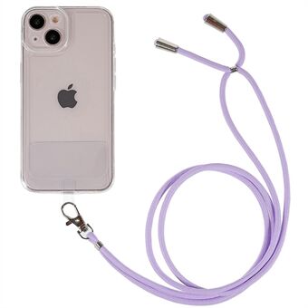 Gjennomsiktig telefondeksel for iPhone 14 6,1 tommer, anti- Scratch TPU bakdeksel med lang snor