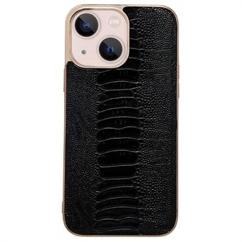 For iPhone 14 6,1 tommer Crocodile Texture Phone Shell ekte skinn+PC+TPU Sklisikkert fallbeskyttelse telefondeksel
