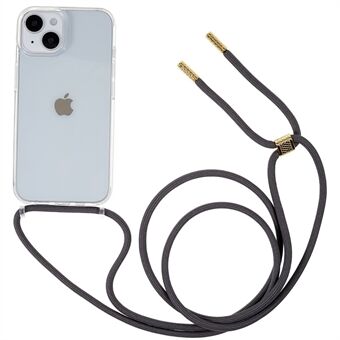 For iPhone 14 6,1 tommer TPU+Akryl, gjennomsiktig bakdeksel Støtsikkert telefondeksel med justerbar snor