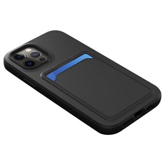 For iPhone 14 6,1 tommers slitasjebestandig dobbelfarge hard PC-ramme + bakside Myk TPU-mobiltelefonveske med kortholder