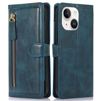 Anti Scratch for iPhone 14, lommebok med glidelås Full beskyttelse PU-skinn Telefon Flip Cover Kortholder med magnetisk spenne