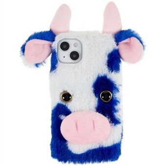 For iPhone 14 Søt Milk Cow Øre Vinter Furry Myk TPU-veske Kollisjonsbestandig Vintertelefon Beskyttelsesskall