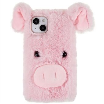 For iPhone 14 Cute Plush Cartoon Pig Myk TPU-beskyttelsesveske Telefonbakdeksel