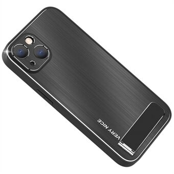 Kickstand-deksel for iPhone 14, børstet overflate TPU + fallsikkert beskyttende telefondeksel av aluminiumslegering