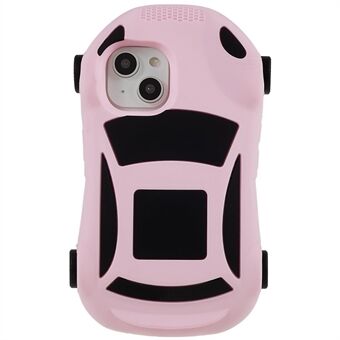 For iPhone 14 Racing Car Shape telefonveske med 4 trinser Silikon støtsikkert beskyttelsesdeksel leketøy