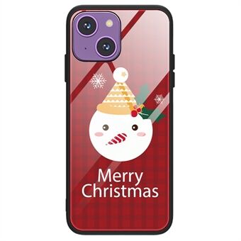 For iPhone 14 TPU + herdet glass Anti- Scratch Anti-slipp-bakdeksel Søt julemønsterutskrift Beskyttelsesdeksel - SD