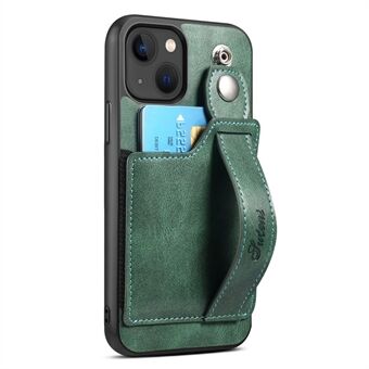 SUTENI H12-serien for iPhone 14 telefondeksel Uttrekkbart armbånd Kickstand Kortholder Lærbelagt PC + TPU beskyttende telefondeksel