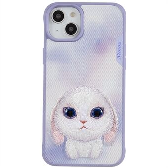 NIMMY Big Eyes Pet Series for iPhone 14 Embroidery Cartoon Animal Phone Case PU-skinnbelagt PC + TPU støtsikker beskyttelse bakdeksel