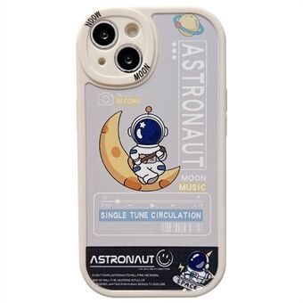 For iPhone 14 Letter Astronaut Pattern Telefonveske Nøyaktig utskjæringslinsebeskyttelse Fleksibelt TPU-deksel