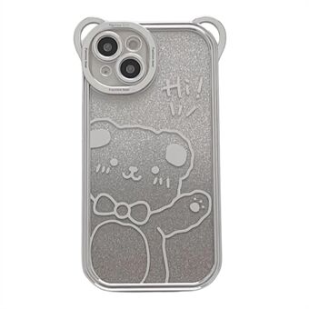 For iPhone 14 Cute Bear galvanisering Støtsikker telefonveske Gradient Glitter Mykt TPU-beskyttelsesdeksel