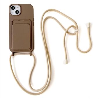 Beskyttelsesveske for iPhone 14-deksel Anti-fall flytende silikon telefondeksel med kortspor, stropp