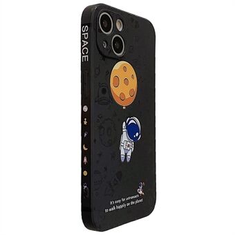 For iPhone 14 Precise Cutout-telefondeksel Moon Astronaut Pattern Anti-drop fleksibelt TPU-deksel
