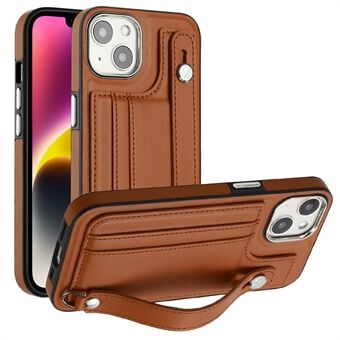 YB Leather Coating Series-5 TPU-deksel for iPhone 14-kortspor Støtsikkert telefondeksel med stativ