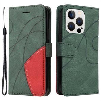 KT Leather Series-1 for iPhone 14 Pro 6,1 tommers lommebokstativ Stand telefondeksel Tofarget skjøting av PU-skinn TPU-deksel