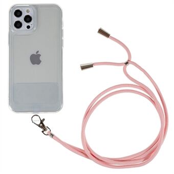 For iPhone 14 Pro 6,1-tommers Anti-slipp mobiltelefonveske Gjennomsiktig fleksibel TPU-skallbeskytter med lang snor