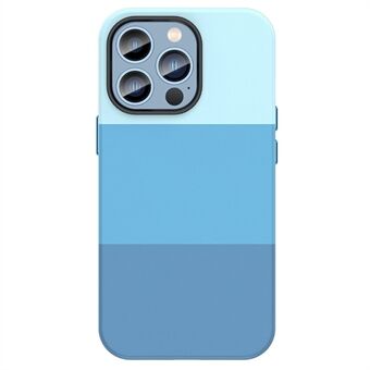 For iPhone 14 Pro 6,1 tommers trefargeskjøteskinnbelagt PC-telefonveske Anti-fall Støtsikkert bakdeksel