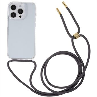 For iPhone 14 Pro 6,1 tommer TPU+Akryl, gjennomsiktig bakdeksel Slitebestandig anti-fall telefondeksel med justerbar snor