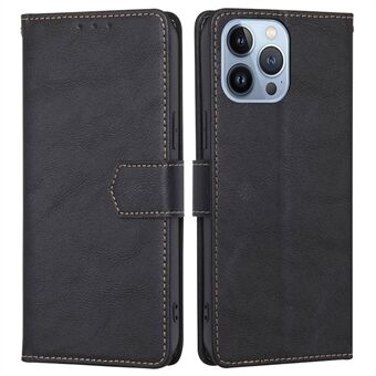 For iPhone 14 Pro 6,1 tommers full beskyttelse telefondeksel Stand kuskinn tekstur RFID-blokkerende magnetisk lukking PU-skinn Anti-slitasje lommebokdeksel