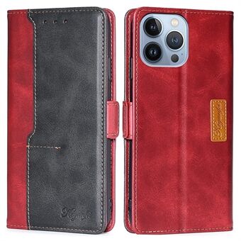 For iPhone 14 Pro 6,1 tommers PU-skinn Folio Flip-deksel Kontrastfarge Stand Magnetisk lommebok telefonveske