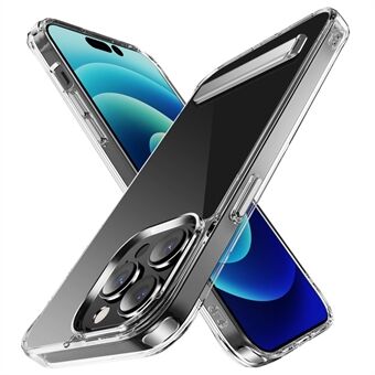 For iPhone 14 Pro 6,1 tommer Crystal 2.0 Støtsikker telefonveske Kickstand Anti-Yellow Mobiltelefon bakdeksel med 4 hjørner beskyttelse