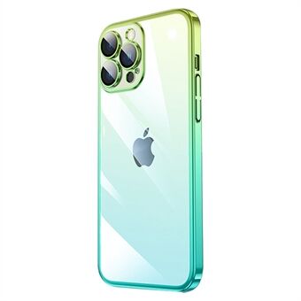 For iPhone 14 Pro Gradient Color Hard PC-veske Støvtett galvanisering bakdeksel - Gradient Cyan Green
