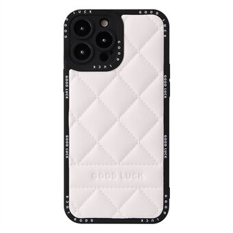 For iPhone 14 Pro PU-skinn + PC + TPU-telefondeksel Full Body Protection Rhombic Grid Texture Telefonveske