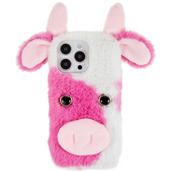 For iPhone 14 Pro Cute Milk Cow Ear Vinter Furry Myk TPU-veske Vintertelefon Beskyttende skall