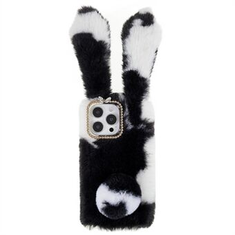 For iPhone 14 Pro Støtsikker håndlaget Fluffy Furry Bunny TPU Shell Cute Rabbit Beskyttelsesveske
