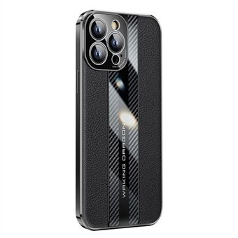 For iPhone 14 Pro ekte skinnbelagt TPU-telefondeksel Carbon Fiber Texture Kamerabeskyttelse Anti-fall galvaniseringsdeksel