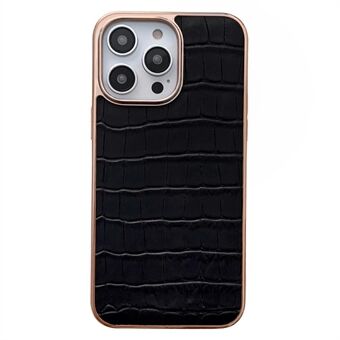 Crocodile Texture Phone Cover for iPhone 14 Pro, ekte skinnbelagt TPU, fallsikkert deksel Nano galvanisering av telefonbaksideskall