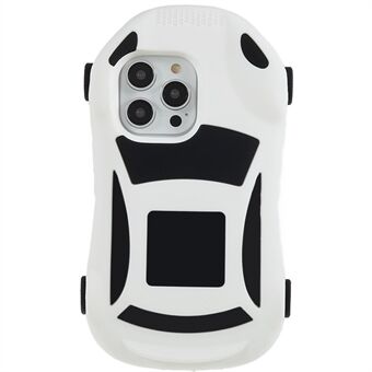 For iPhone 14 Pro racingbilformet telefondeksel med 4 trinser Silikonkollisjonsbestandig beskyttelsesdekselleketøy