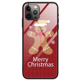 For iPhone 14 Pro Myk TPU + herdet glass Anti- Scratch -bakdeksel Julemønsterutskrift Beskyttelsesdeksel - SD