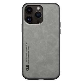 X&E Anti-fall mobiltelefon bakdeksel for iPhone 14 Pro Skin-touch Feeling PU-skinn + TPU + PC-telefonveske med innebygd metallplate