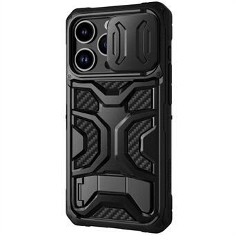 NILLKIN telefondeksel Kickstand for iPhone 14 Pro Adventurer Pro TPU+PC Anti-fall telefondeksel med skyvekameradeksel Støtte for trådløs lading