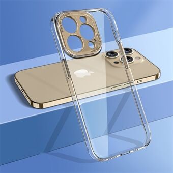 For iPhone 14 Pro Anti-Yelwing Hard PC-bakdeksel Kamerabeskyttelsesramme Krystallklart telefondeksel