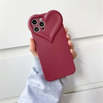For iPhone 14 Pro Creative hjerteformet telefondeksel Ensfarget gummiert TPU-kamerabeskyttelse bakdeksel