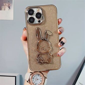 For iPhone 14 Pro Cute Rabbit Elektroplettering Telefonveske Glitter Myk TPU Full kameralinsebeskyttelsesdeksel