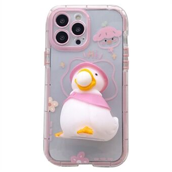 3D Squishy Duck Decor TPU-deksel for iPhone 14 Pro, Noctilucent Luminous Protective Phone Cover