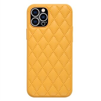 Bakdeksel for iPhone 14 Pro, Rhombus Texture PU Leather+TPU Telefondeksel Drop Protection Shell