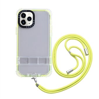 Skjult Kickstand-telefondeksel for iPhone 14 Pro, TPU-ramme Transparent PC-bakdeksel med snor