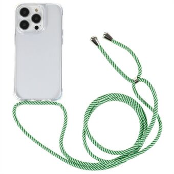 Mobilveske for iPhone 14 Pro, TPU+akryl beskyttende telefondeksel med snor