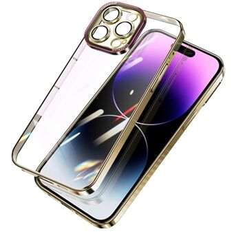 For iPhone 14 Pro Hard PC-telefonveske Galvanisering Krystallklart telefondeksel med kameralinsebeskyttelse